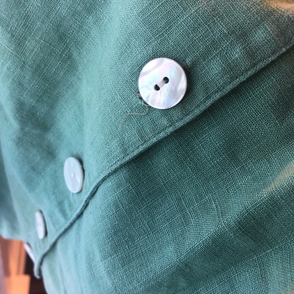 VTG Sage Linen Vest Sleeveless Top Button Down - Picture 3 of 7